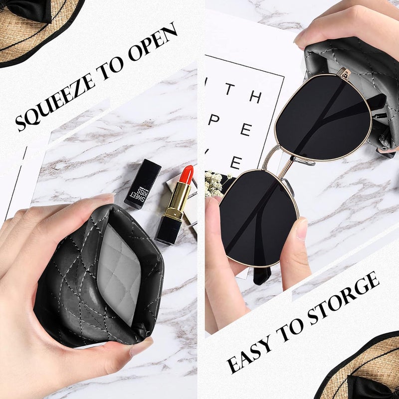 COMF-PRO Store Squeeze Top Sunglass Pouch - Portable Sunglass Organizer Pouch Bags Soft PU Leather Glasses 2 Pack - Image 4